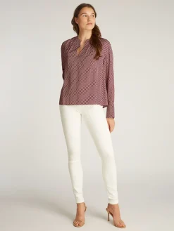 Relaxed Fit Bluse mit gerafftem V-Ausschnitt