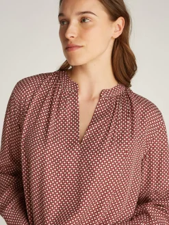 Relaxed Fit Bluse mit gerafftem V-Ausschnitt