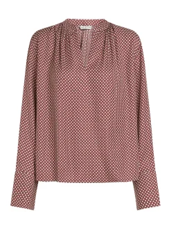 Relaxed Fit Bluse mit gerafftem V-Ausschnitt