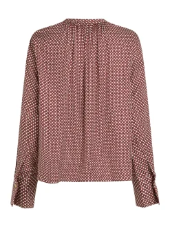 Relaxed Fit Bluse mit gerafftem V-Ausschnitt