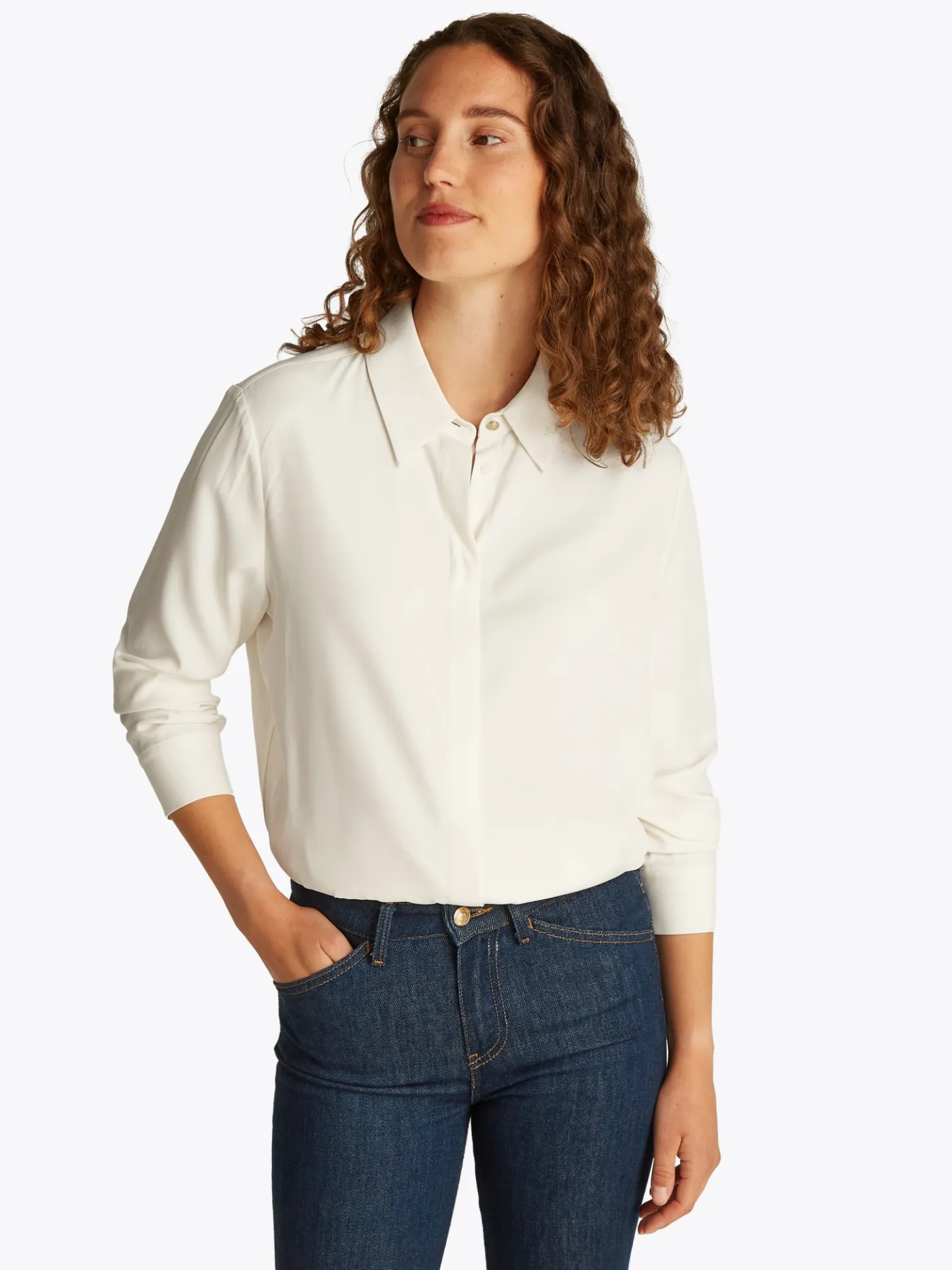 Relaxed Fit Bluse mit verdeckter Knopfleiste