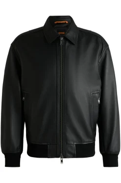 Relaxed-Fit Bomberjacke aus behandeltem Leder