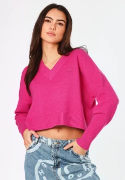 Relaxed-Fit Cropped-Pullover mit Smiley-Logo