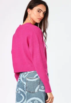 Relaxed-Fit Cropped-Pullover mit Smiley-Logo