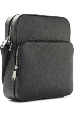 REPORTER-TASCHE AUS ITALIENISCHEM LEDER MIT LOGO-PRÄGUNG