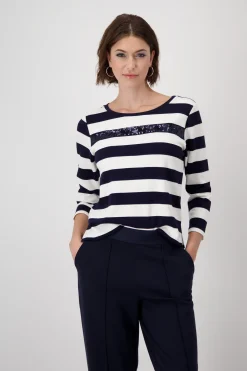 Ringel-Sweatshirt mit Pailletten