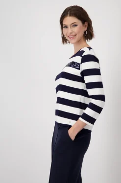 Ringel-Sweatshirt mit Pailletten