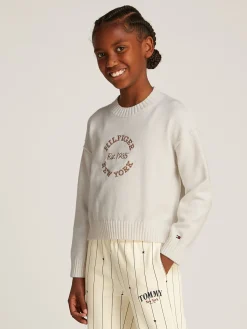 Rundhals-Pullover mit Logo