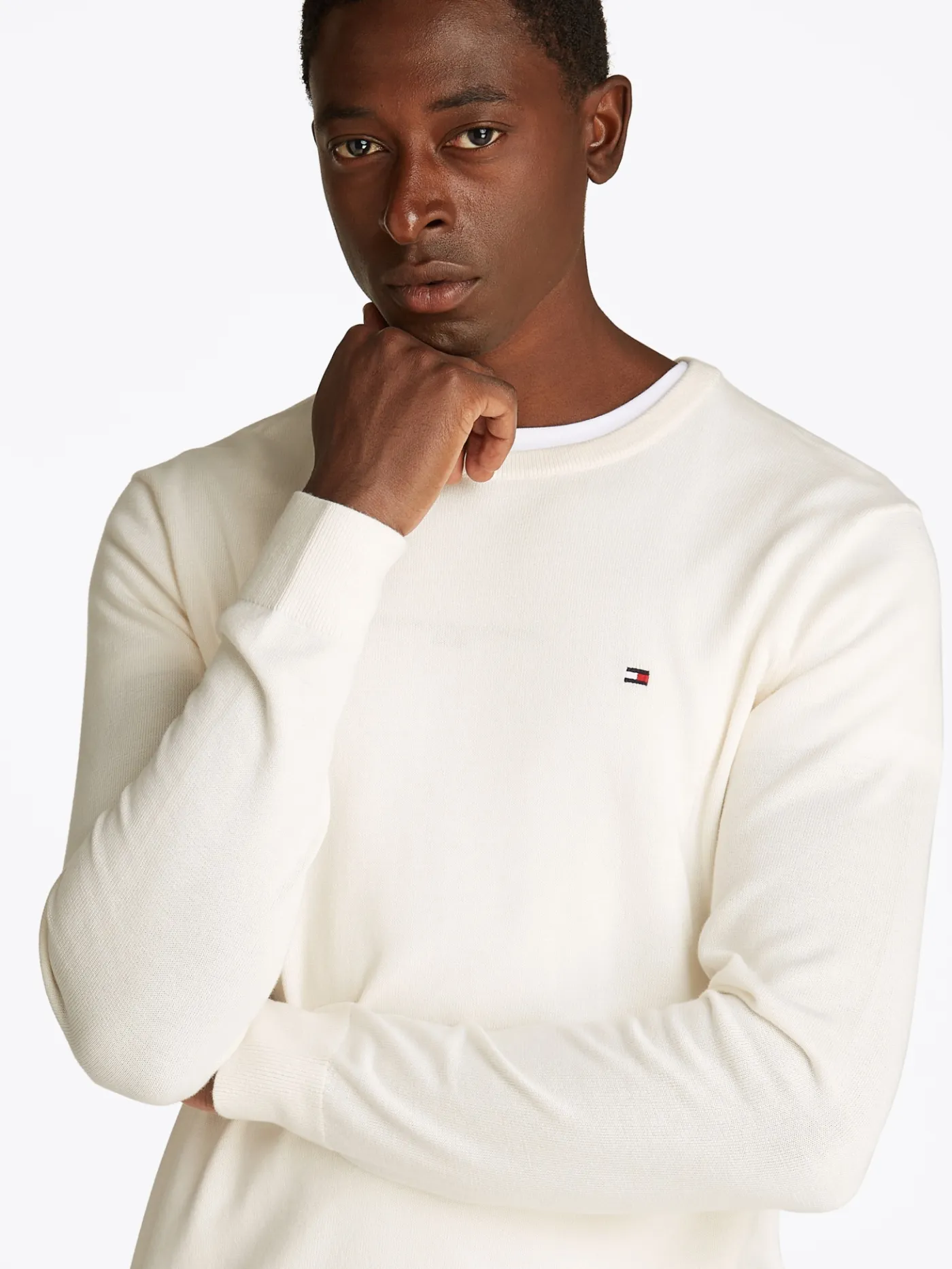 Rundhals-Pullover mit aufgestickter Flag
