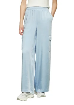 Satinierte Cargohose im Relaxed Fit mit Elastikbund