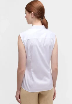 Satin Shirt Bluse Satingewebe ohne Arm