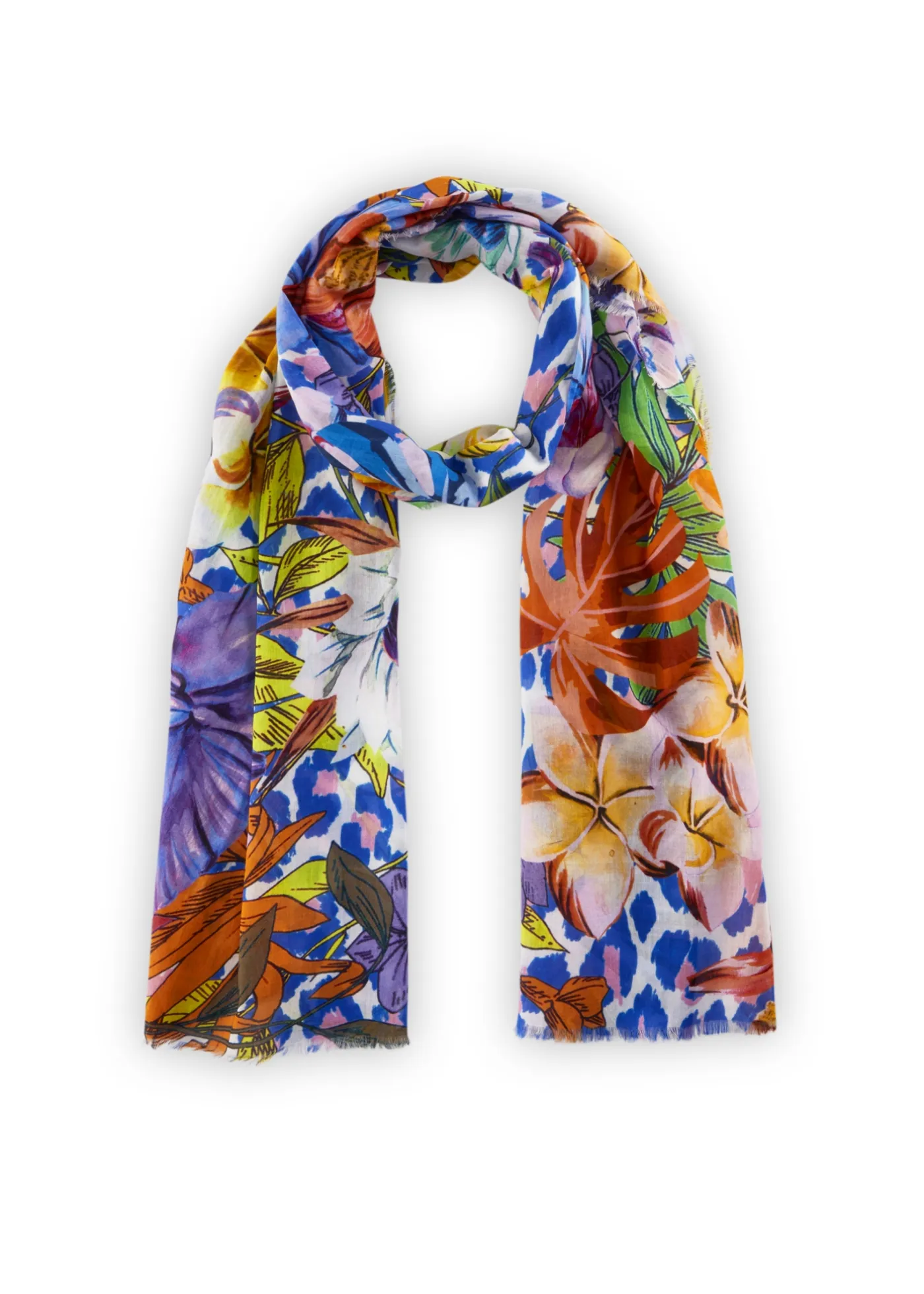 Schal aus Biobaumwolle mit Blumenmotiven