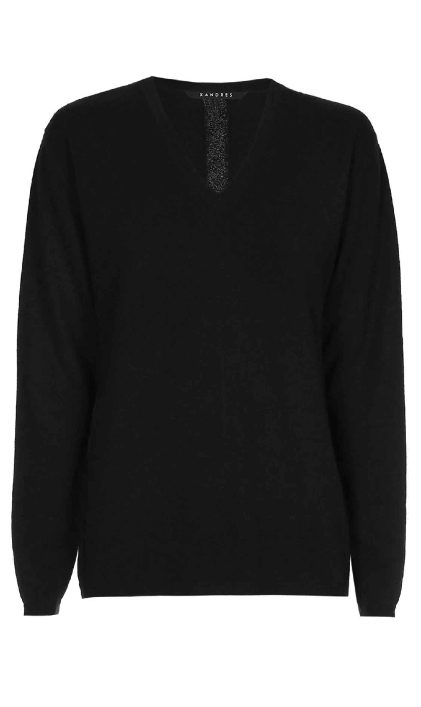Schwarzer Cashmere Pullover mit V-Ausschnitt