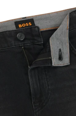 Schwarze Tapered-Fit Jeans aus bequemem Stretch-Denim