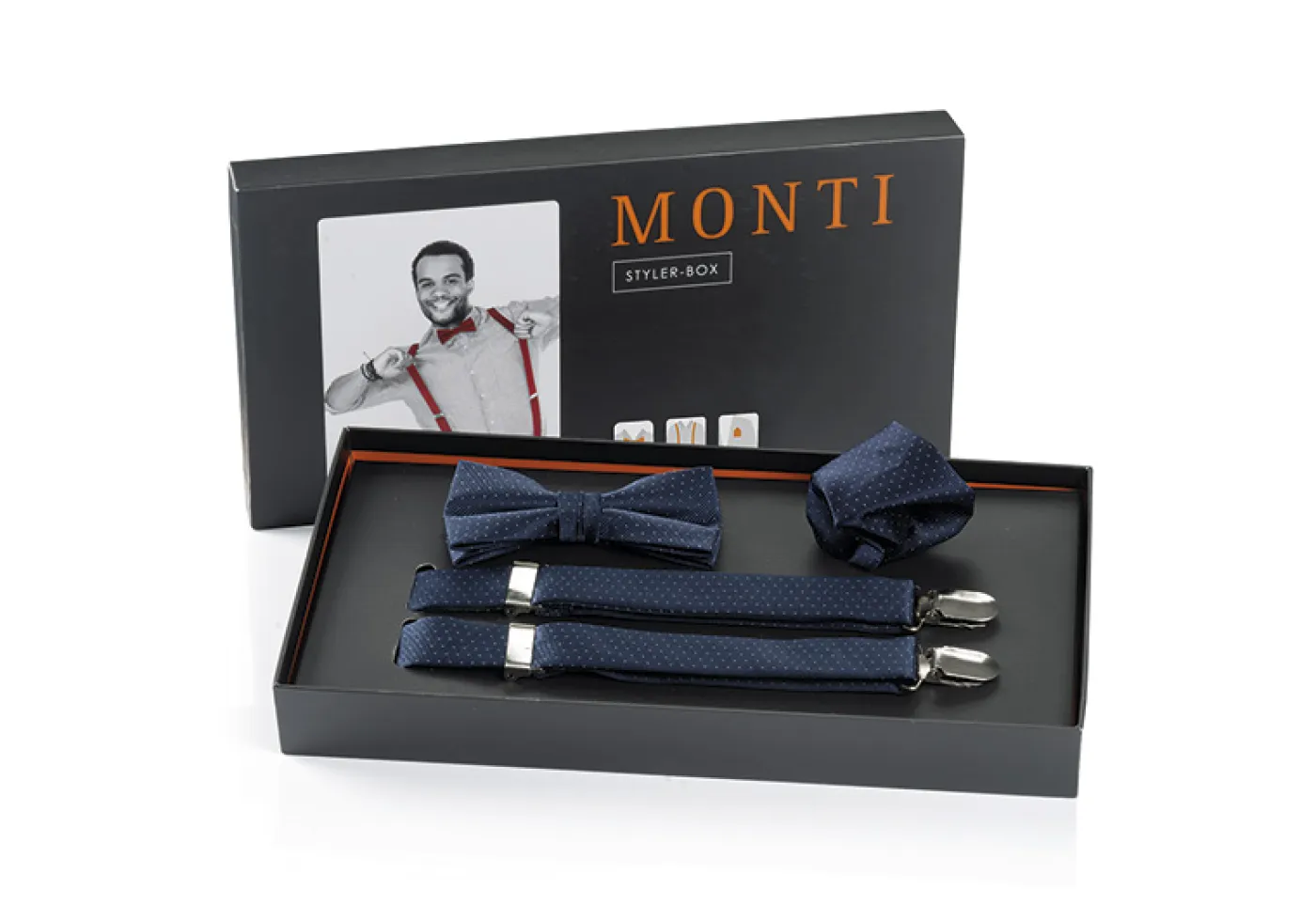 Set mit Hosenträger, Schleife und E-Tuch