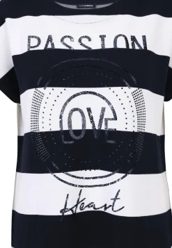 Shirt-Pulli mit breitem Ringel und Motivprint