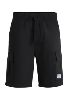 Shorts aus strukturierter Baumwolle mit Tunnelzug und Logo-Aufnäher
