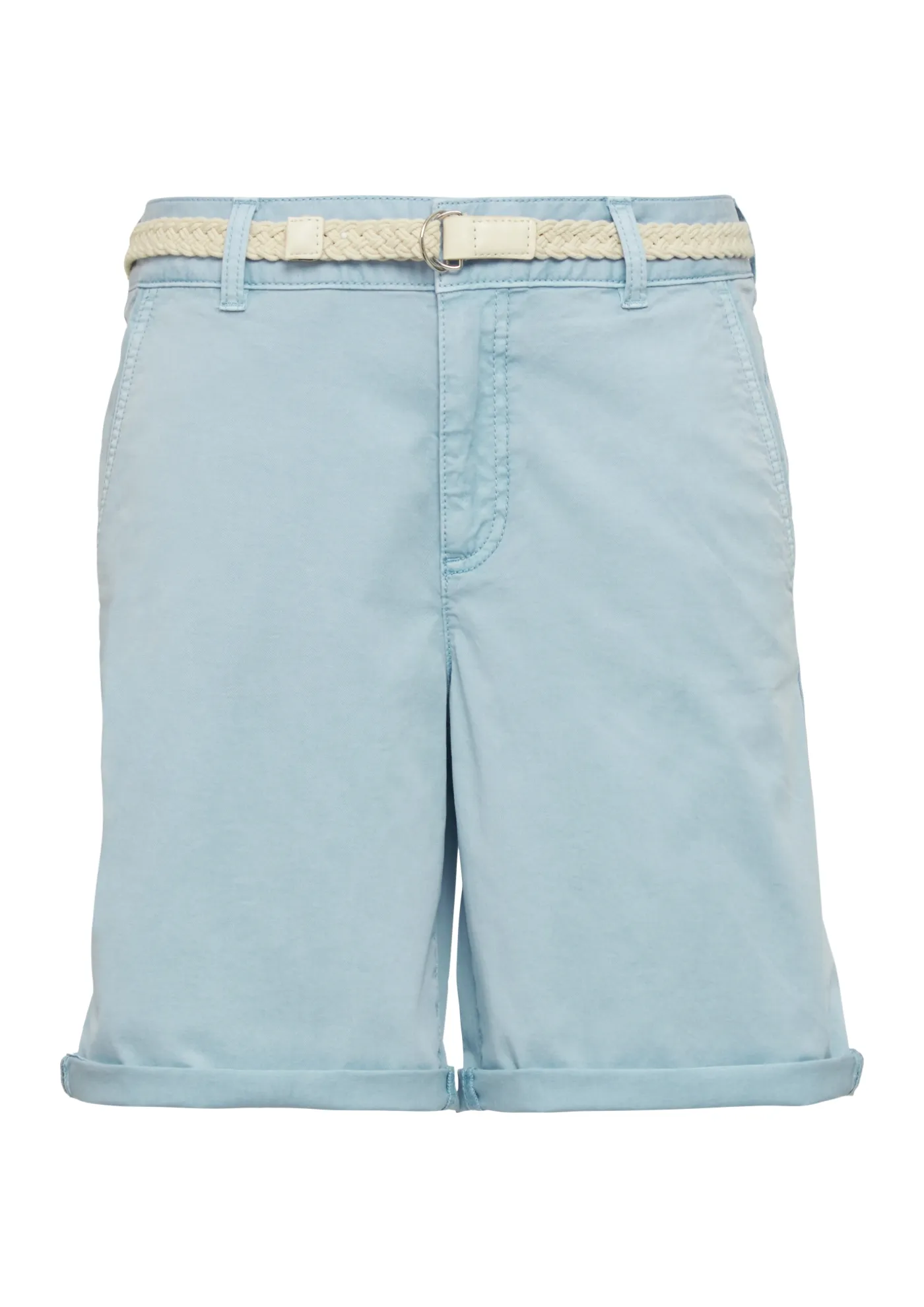 Shorts mit geflochtenem Gürtel und Garment Dye