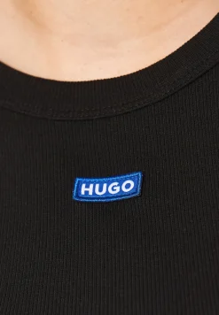 Slim-Fit Top aus Stretch-Baumwolle mit blauem Logo-Aufnäher