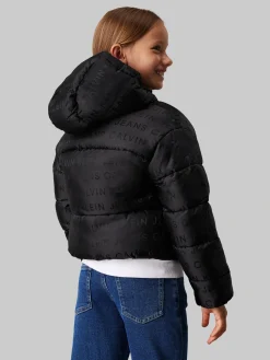 Steppjacke mit Kapuze und Logo