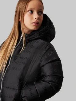 Steppjacke mit Kapuze und Logo