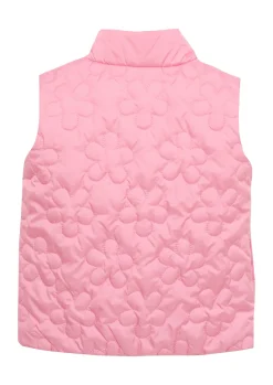Steppweste mit Blümchen-Muster und Stehkragen