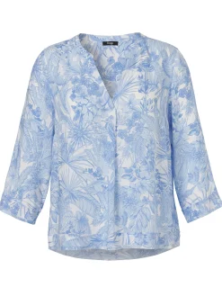 Stilvolle 3/4-Arm-Viskosebluse mit Tropenmotiven