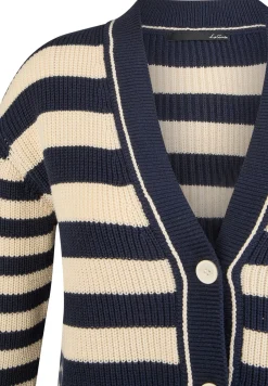 Strickjacke mit Perlfang-Strickart und Streifenmuster