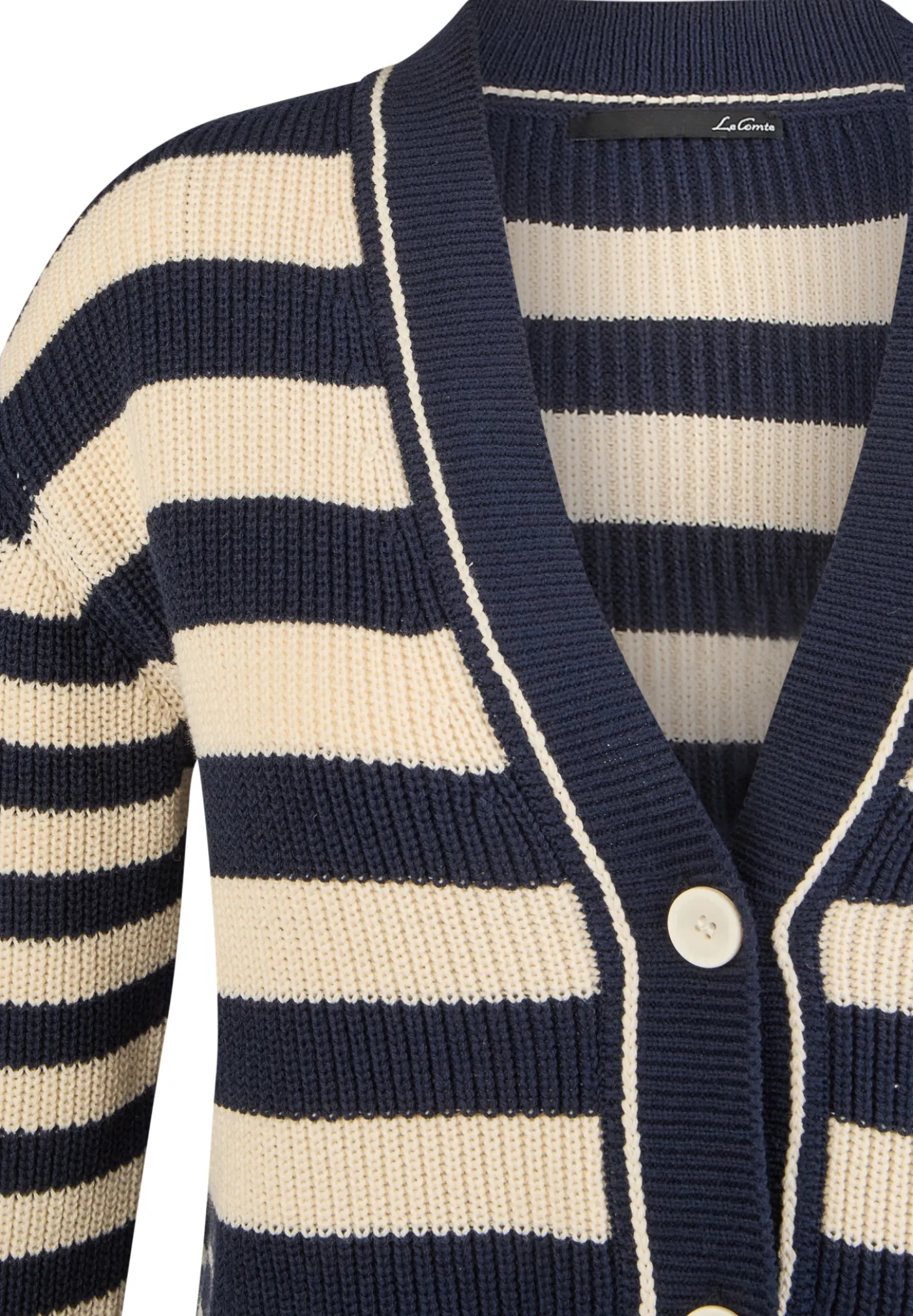 Strickjacke mit Perlfang-Strickart und Streifenmuster