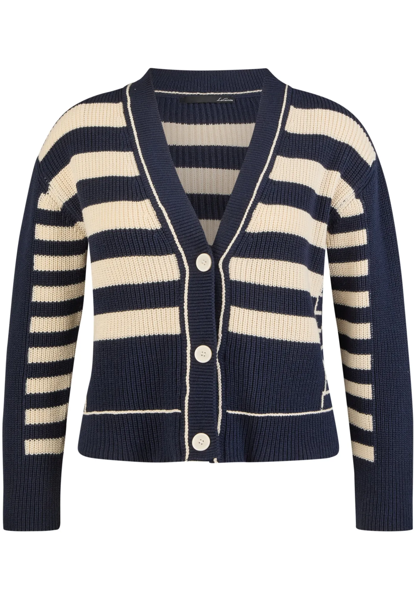 Strickjacke mit Perlfang-Strickart und Streifenmuster