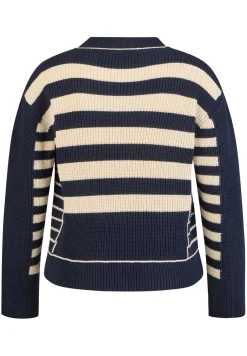 Strickjacke mit Perlfang-Strickart und Streifenmuster