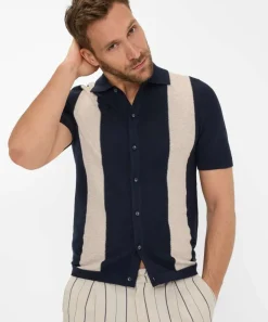 Strickpoloshirt mit Streifen
