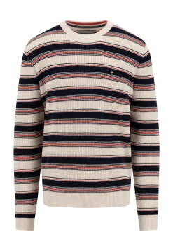 Strickpullover R-Neck Fisherman Striped