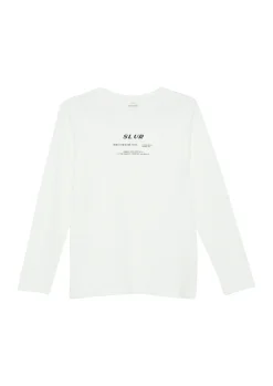 Strukturiertes Langarmshirt mit Frontprint