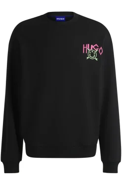 Sweatshirt aus Baumwoll-Terry mit Happy HUGO Logo