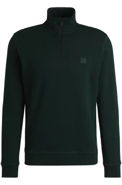 Sweatshirt aus Baumwoll-Terry mit Reißverschluss am Kragen und Logo-Patch