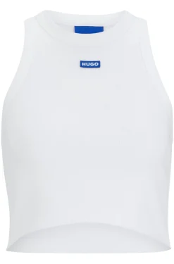 Tanktop aus Stretch-Baumwolle mit Logo-Aufnäher