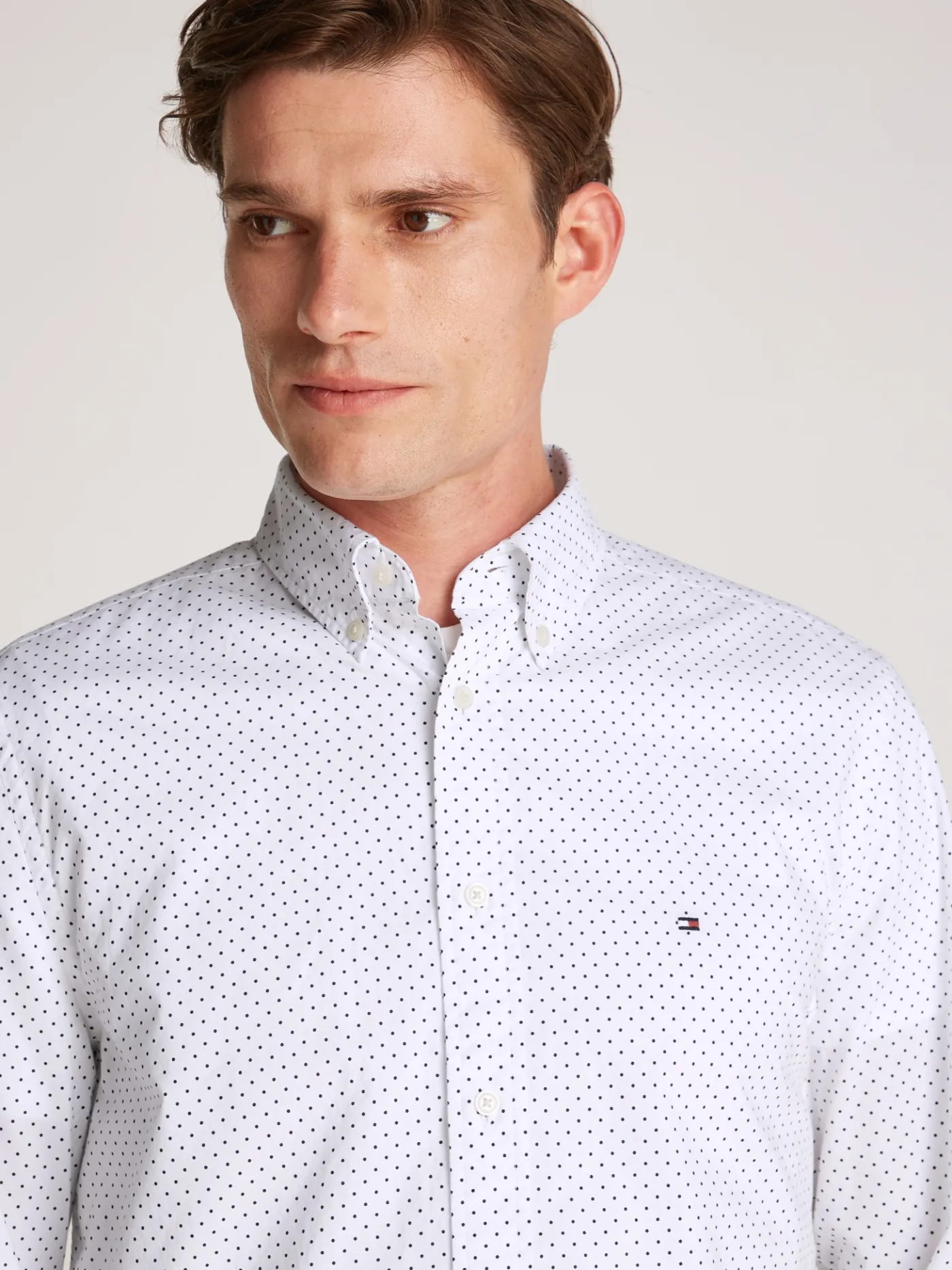 TH Flex gepunktetes Regular Fit Hemd