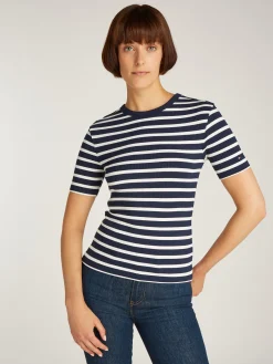 TOMMY HILFIGER Geripptes Slim Fit Langarmshirt 10704297
