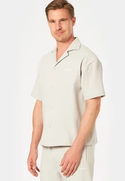 TROY PLISSEE SUMMER SHIRT PEARL GREY