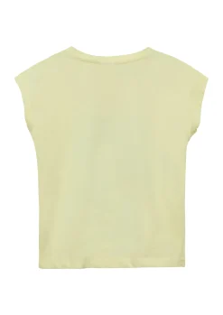 T-Shirt mit Glitzerprint in V-Shape