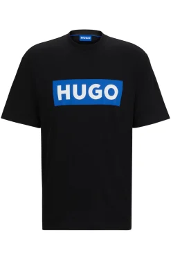 T-Shirt aus Baumwoll-Jersey mit blauem Logo