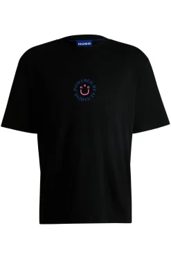 T-Shirt aus Baumwoll-Jersey mit Happy HUGO Logo