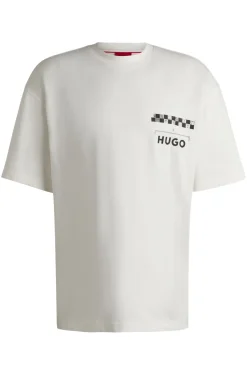 T-Shirt aus Baumwoll-Jersey mit Prints im Rennsport-Stil