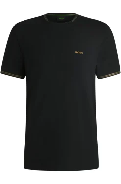T-Shirt aus Stretch-Baumwolle mit Streifen und Logo