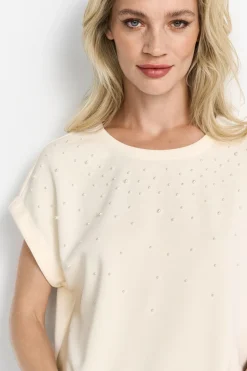 T-Shirt aus supersoftem Jersey mit Perlenapplikation