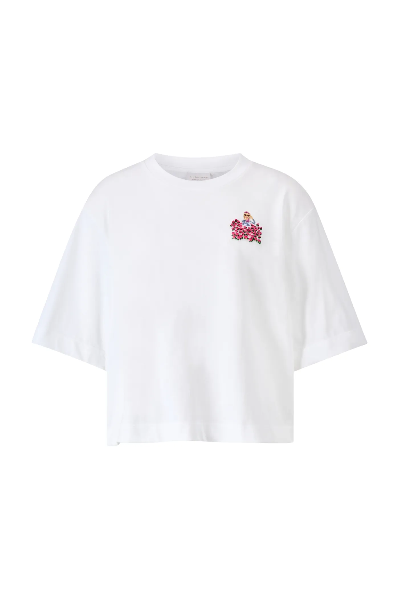T-Shirt mit Blumenapplikation im Boxy-Fit