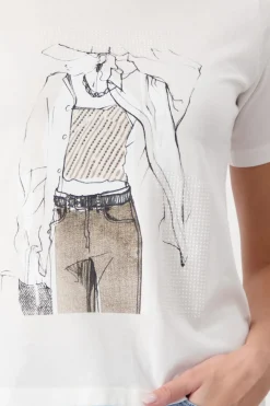 T-Shirt mit gezeichneter Frau