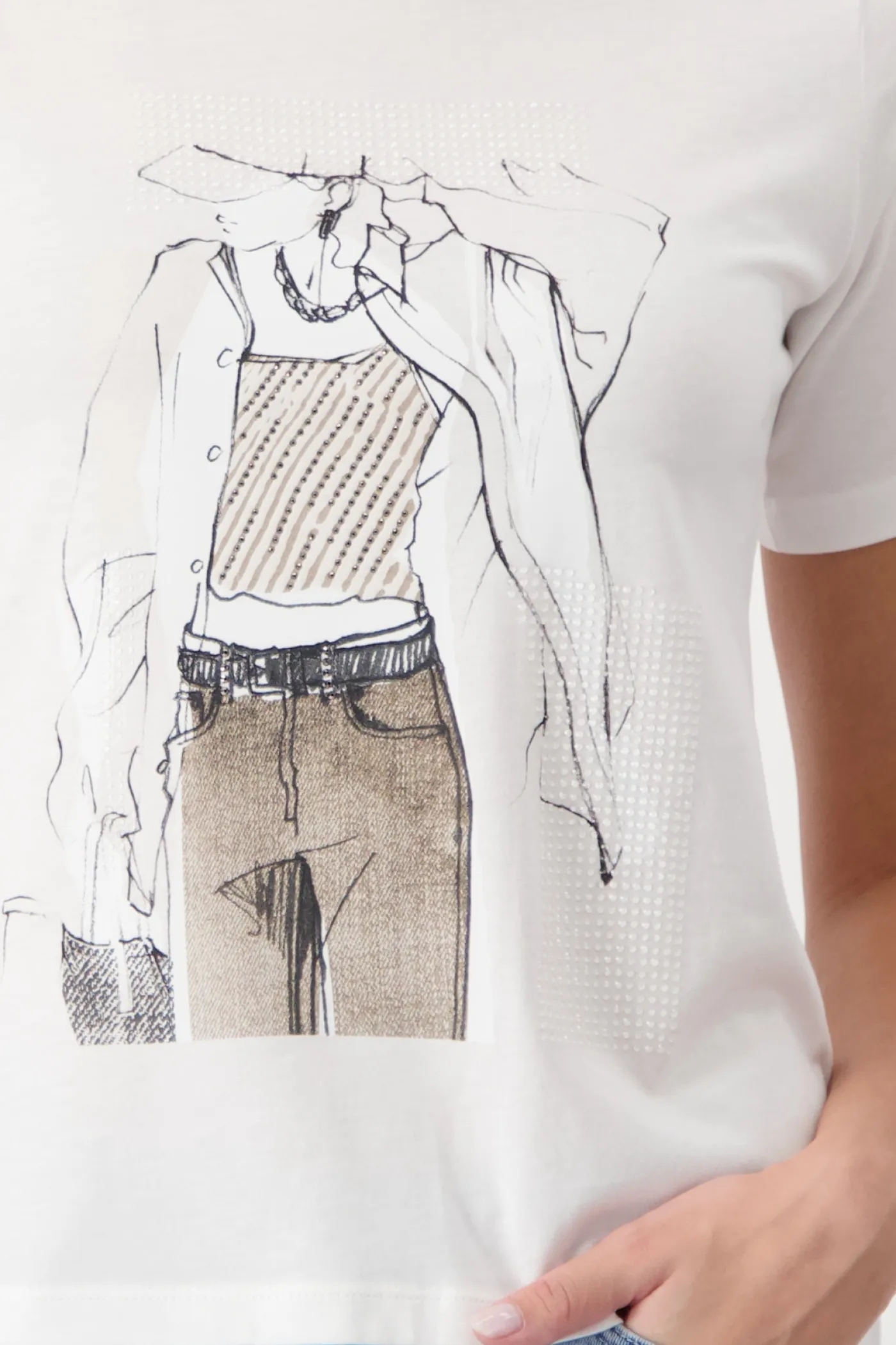 T-Shirt mit gezeichneter Frau