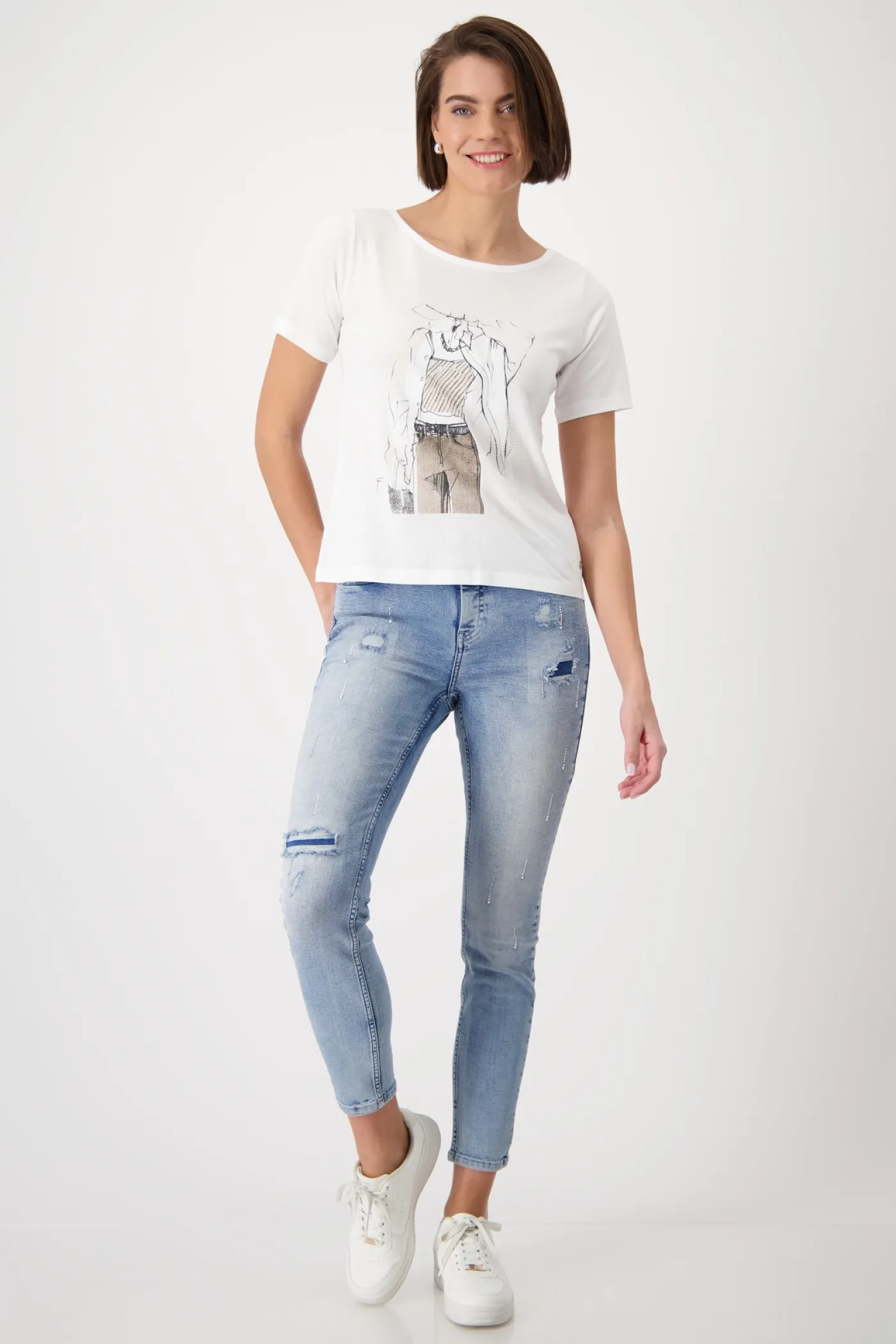 T-Shirt mit gezeichneter Frau